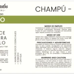 Shampoo Romero 300ml Lorenalissados. Botella con etiqueta verde y blanca, describe ingredientes, modo de uso y beneficios para fortalecer y prevenir caída del cabello.