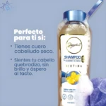 Shampoo Anyeluz Gusano de Seda con Biotina, ideal para cabello seco y quebradizo, con textura espumosa.