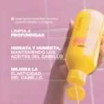 Shampoo amarillo Pocion 250 ml para cabellos rizados, hidrata, limpia y mejora elasticidad.
