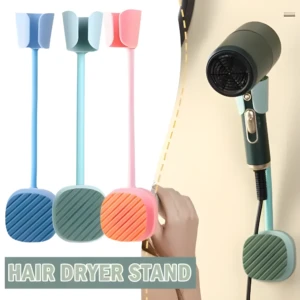 Soporte para secador de cabello manos libres. Colores azul, verde y rosa. Soporte ajustable.