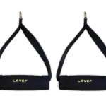 Set x2 sujetadores manillares negros LAVEF para entrenamiento funcional, con argollas doradas.