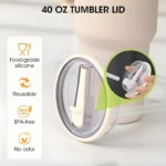 Tapas antiderrame para termo Stanley de 40 oz, color crema, de silicona, BPA free, reutilizables, sin olor.