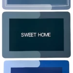 Set x2 tapetes absorbentes para cocina, azul degradado, "SWEET HOME".