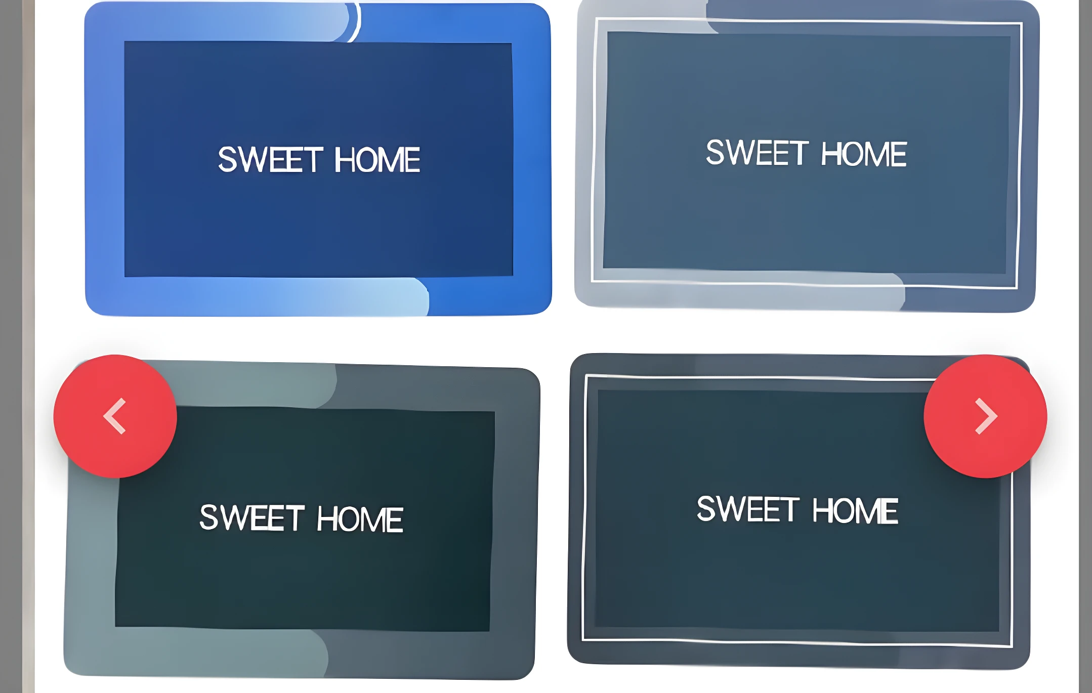 Set x2 tapetes absorbentes "Sweet Home", uno azul y uno gris oscuro.