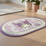 Tapete ovalado morado con personaje My Melody de Sanrio, ideal para diversión y entretenimiento.