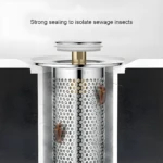 Tapón de desagüe para lavado con filtro SUS304, aísla insectos. Incluye dos tapones.