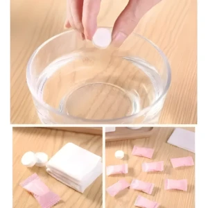 Set x2 toallas compactas de limpieza facial. Se expanden con agua para uso.