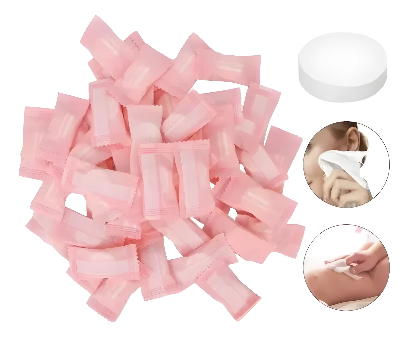 Set x2 toalla compacta de limpieza facial, rosa, ideal para viaje.