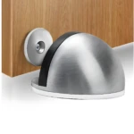 Tope de puerta magnético adhesivo plateado y negro, protege paredes y puertas, estilo moderno.