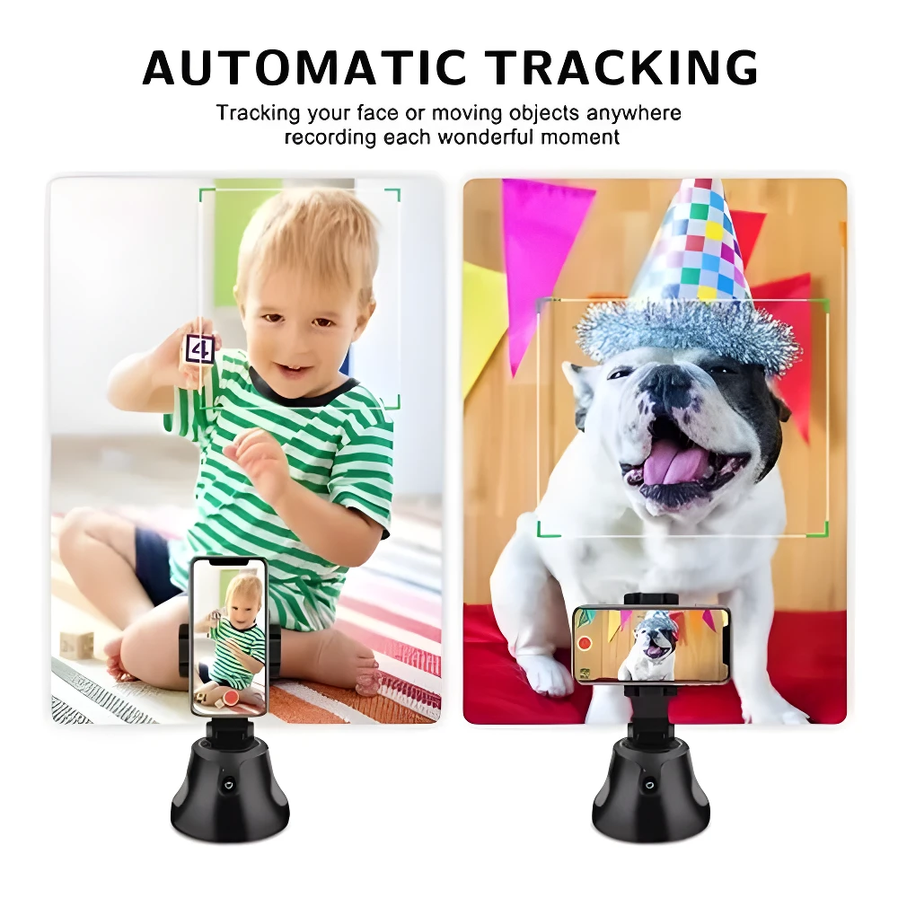 Trípode automático para celular con seguimiento de personas y mascotas, ideal para grabar momentos.