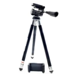 Trípode Beston 2008 107cm negro con celular adjunto, ideal para cámaras y móviles.