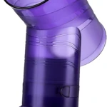 Tubo difusor para secador de cabello, morado translúcido, diseño acodado para rizos definidos.