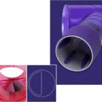 Tubo difusor morado para peinar rizos, con interior gris y tres aspas visibles.