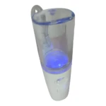 Vaporizador facial recargable blanco y transparente con luz azul, para hidratación.