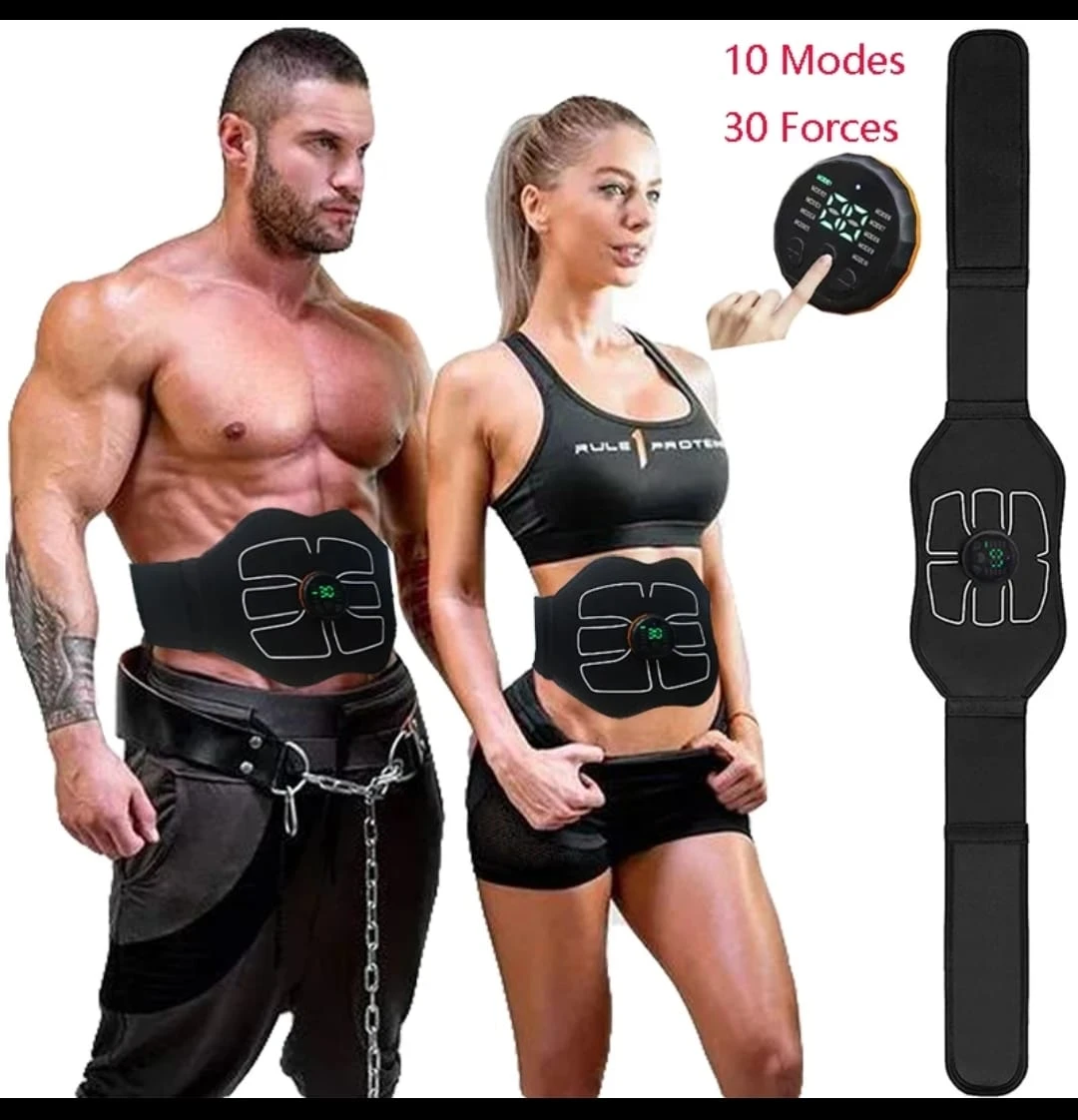 Cinturón EMS para abdomen con 10 modos y 30 fuerzas, para hombres y mujeres.