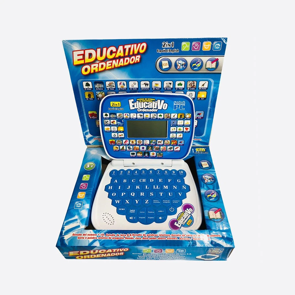 Computador didáctico infantil Educativo PC 2 en 1 Español/English con teclado QWERTY y pantalla.