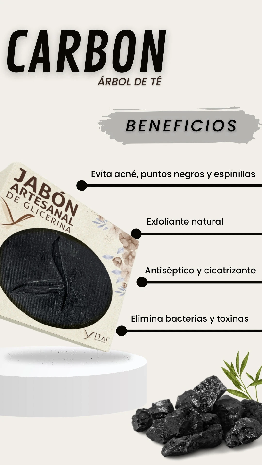 Set x3 Jabón de Glicerina Natural Carbón Activo