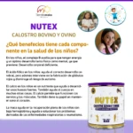 Proteína Nutex Calostro Bovino Ovino para niños sabor vainilla 400gr. Ayuda al desarrollo físico y mental.