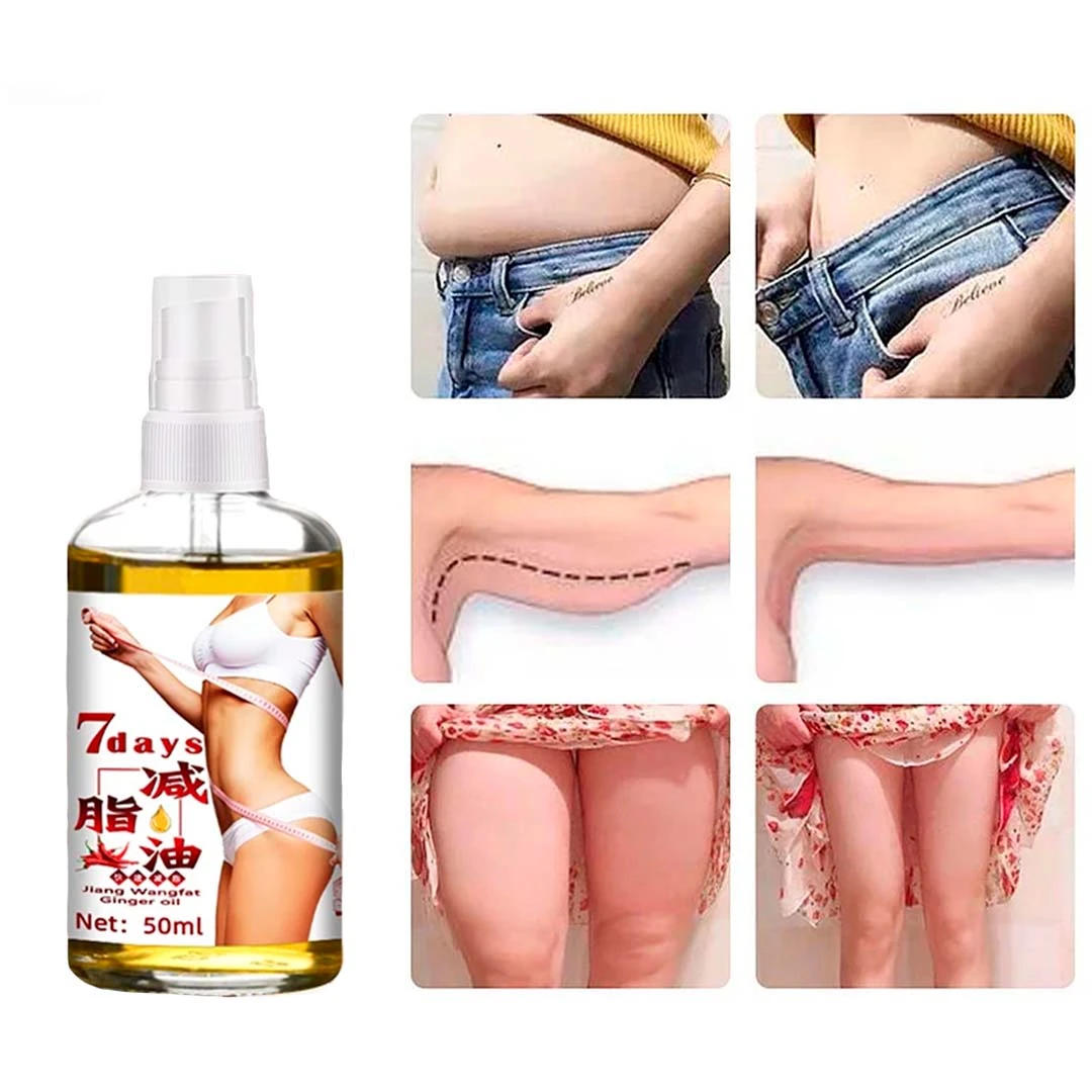 Spray adelgazante reductor de grasa con jengibre, 50ml, para tonificar y combatir celulitis.