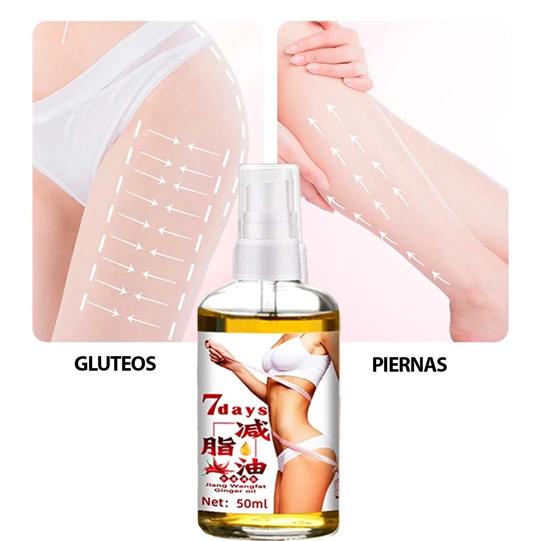 Spray reductor de grasa para glúteos y piernas, 50ml, con aceite de jengibre.