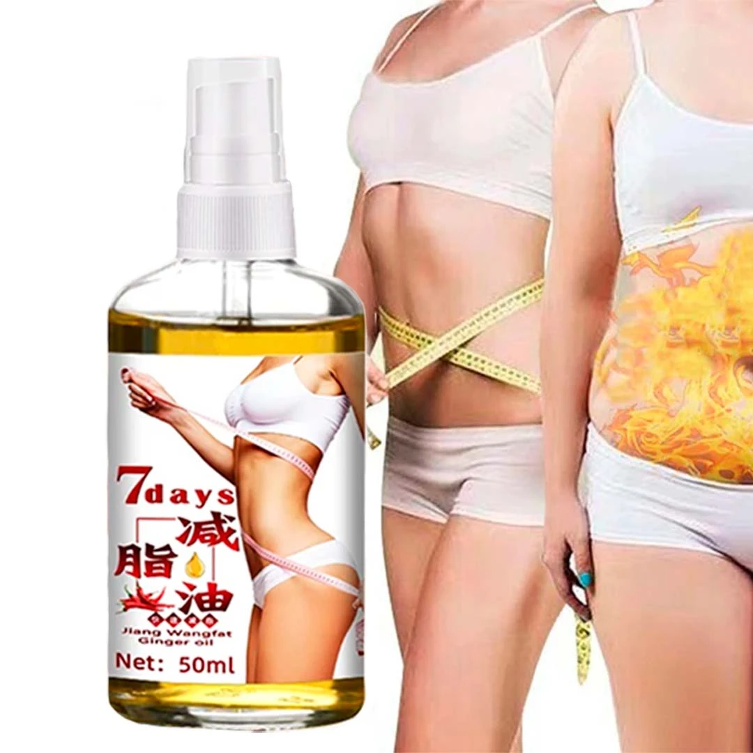 Spray adelgazante reductor de grasa con de figura femenina y cinta métrica, 50ml.