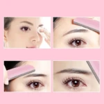 Perfiladores de cejas rosas en acción: limpieza, corte y resultado. Kit L301.