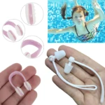 Tapones para oídos y nariz de natación, silicona suave, color rosado y blanco, ideal para niños y adultos.