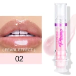 Voluminizador de labios rosa con efecto perlado, forma de inyección, tono 02.