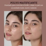 Polvo Facial Matificante Compacto - Controla Grasa y Brillo Excesivo Durante Todo El Día - Imagen 5