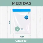 Bolsas al vacío tamaño L, 85x55 cm, con válvula azul, paquete de 12 unidades, CasaTua.
