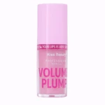 Voluminizador de labios Kiss Beauty rosa, con tapa rosa, texto "Kiss Beauty" y "Volume Plump".