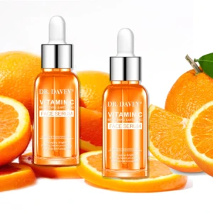 Set x2 sueros Dr. Davey Vitamina C Ácido Hialurónico con naranjas, ilumina y unifica tono.