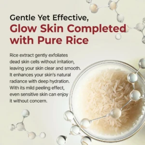 Exfoliante facial con arroz blanco y niacinamida, renueva e ilumina la piel.
