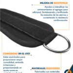 Tobilleras y muñequeras negras acolchadas ajustables con argolla metálica para tonificar extremidades.
