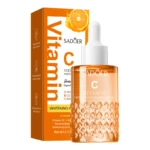 Serum Sadoer Vitamina C, botella con gotero y caja naranja, para aclarar e hidratar la piel.