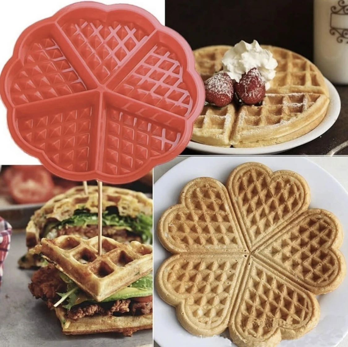 Set x2 Molde Silicona Corazón Waffles - Prepara desayunos románticos y divertidos fácilmente