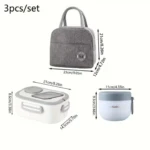 Kit Bento 3 Piezas con Bolsa Térmica - Mantiene tus alimentos frescos y separados durante el transporte - Imagen 3