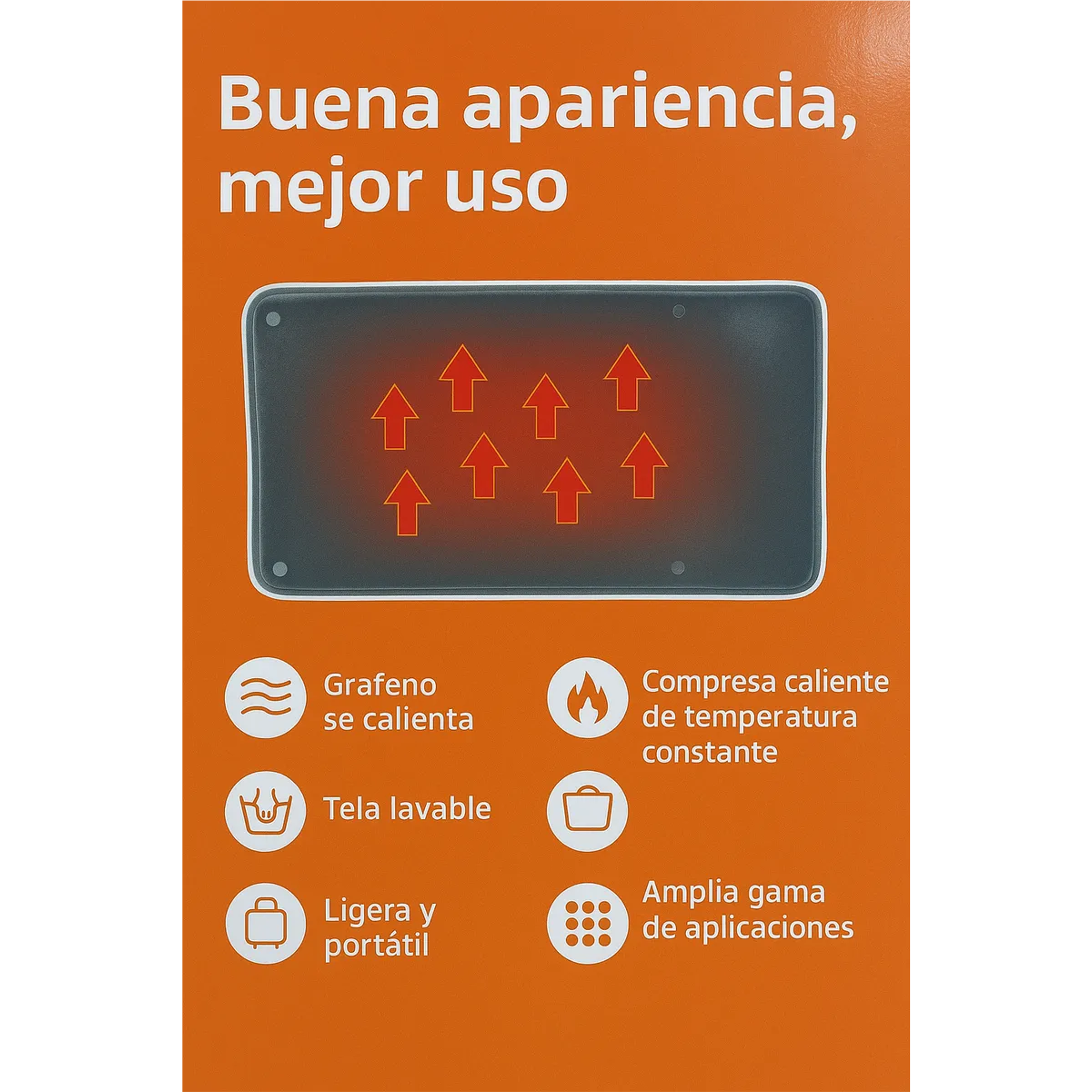 Manta térmica eléctrica USB para espalda y lumbar, con de calor, tela lavable y diseño portátil.
