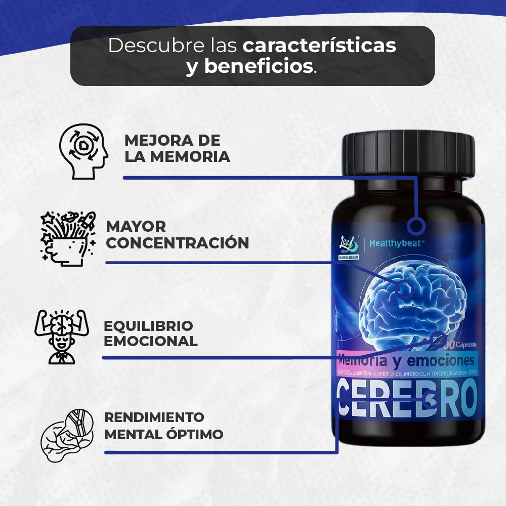 Suplemento Nootrópico Cerebro 60 Cápsulas - Estimula agilidad mental y memoria - Imagen 2