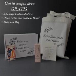 Serum Vanyr AHA 5% en caja con tote bag, separador de libros y tarjeta, para renovar y unificar el tono de la piel.