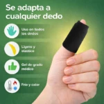Manga de gel negro para dedos, ideal para terapia de frío y calor, se adapta a cualquier dedo.