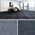 Alfombrilla autoadhesiva gris oscuro con textura de ladrillo, ideal para proteger suelos de mascotas en oficinas o hogares.