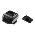 Calentador portátil de coche en color negro, con rejillas de ventilación visibles y base de sujeción separada, diseñado para desempañar y calentar la cabina.