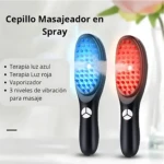 Cepillo masajeador con luz azul y roja, vaporizador y 3 niveles de vibración para cabello.