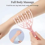 Cepillo masajeador corporal manual rosa con 10 puntas para alivio de estrés, brazos, piernas, cabeza y espalda.