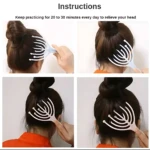 Masajeador manual de cabeza blanco, para aliviar estrés y migrañas.