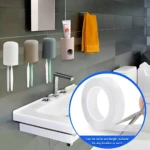 Cinta doble faz nano gel 3mts, transparente y reutilizable, ideal para organizar y decorar baños y cocinas.