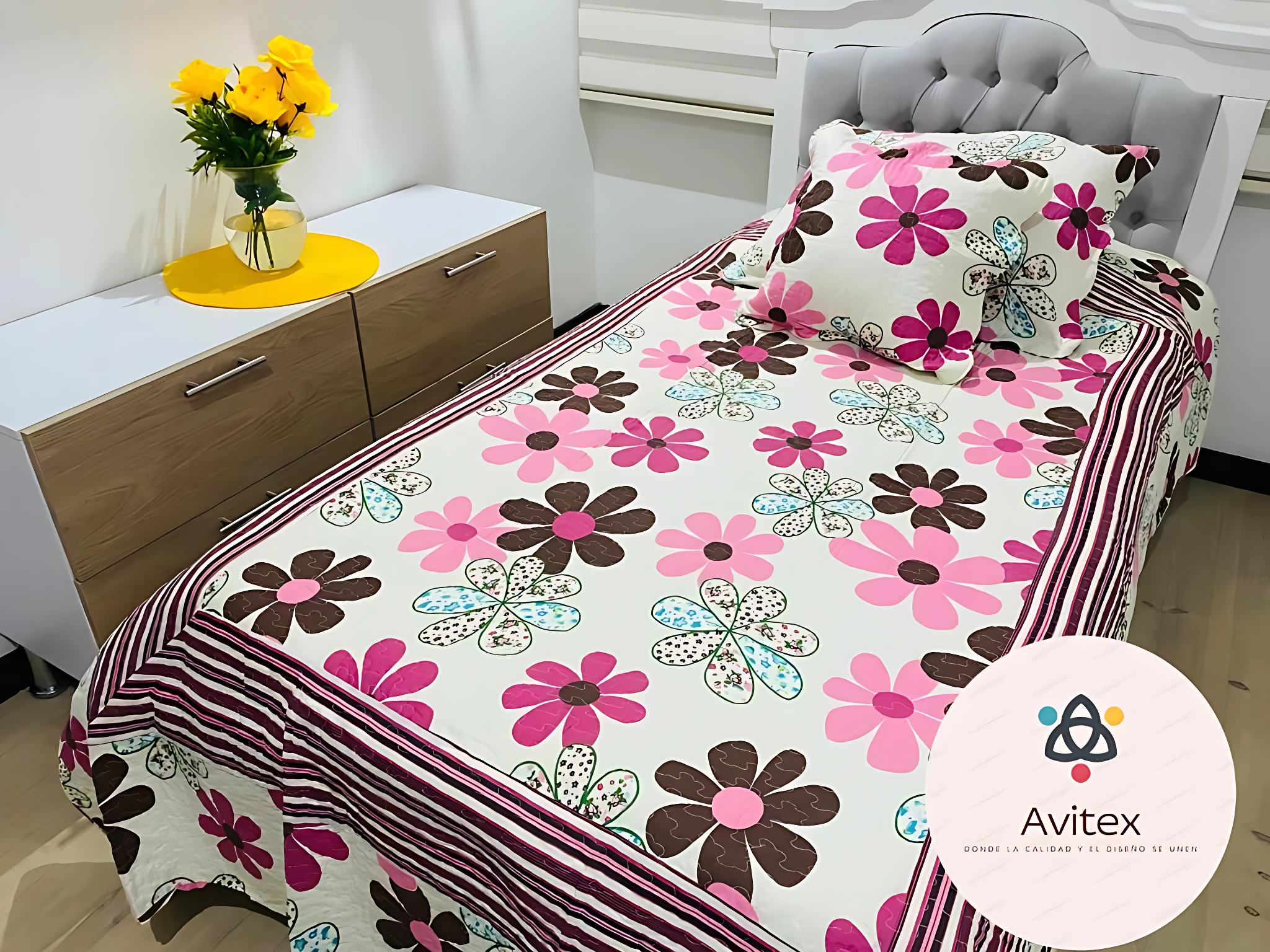 Colcha Española Cama Sencilla Textura Suave - Renueva el ambiente de tu dormitorio con frescura visual
