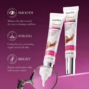 Set x3 contorno ojos Sadoer baba caracol, mejora firmeza y suavidad de la mirada, reduce líneas finas.