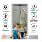 Cortina magnética de malla para puerta de 1.8mts, con 18 imanes, fácil de instalar, amigable con mascotas, mantiene insectos fuera y aire fresco.